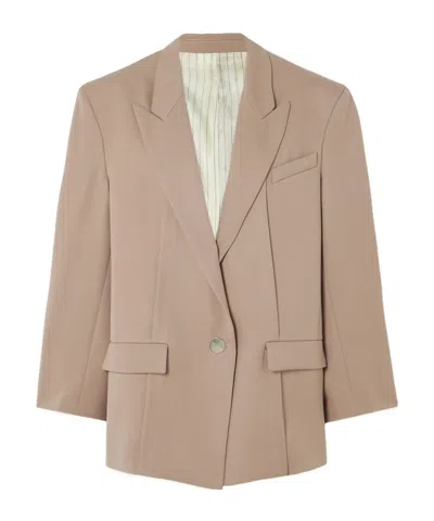 Attico Oversized Wool-twill Blazer In Neutral