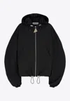Attico Bomber Jacket With Hood And Drawstring Hem In Black
