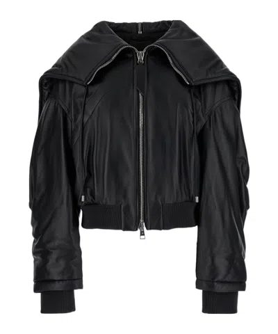 ATTICO THE ATTICO ZIP-UP HOODED BOMBER JACKET