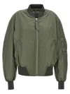 Attico Padded Nylon Bomber Jacket With Zip Closure In Green