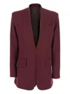 Attico Padded-shoulder Gabardine Blazer In Burgundy