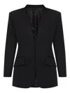 Attico Padded-shoulder Wool Blazer In Black