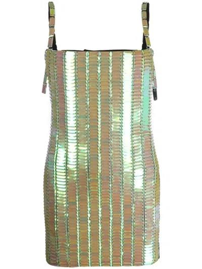 Attico Pailette-embellished Mini Dress In Green