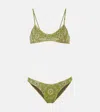 Attico Bandana Print Lycra Bikini In Green