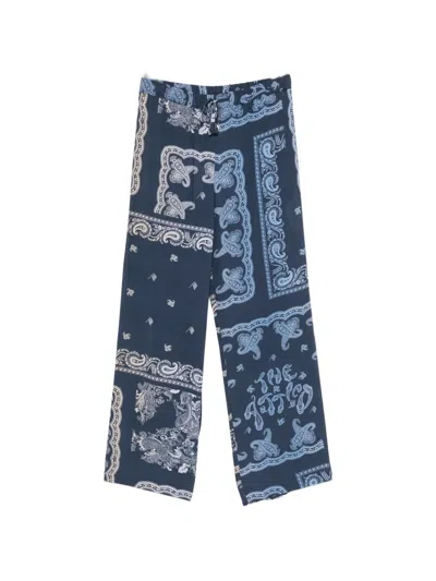 Attico Paisley Drawstring Trousers In Blue