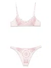 Attico Pink Bikini With Spaghetti Straps And All-over Print In Tech Fabric Stretch Woman