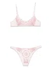 Attico Pink Bikini With Spaghetti Straps And All-over Print In Tech Fabric Stretch Woman