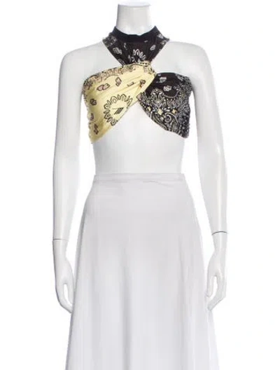 Pre-owned Attico Paisley Print Halterneck Crop Top In Gray
