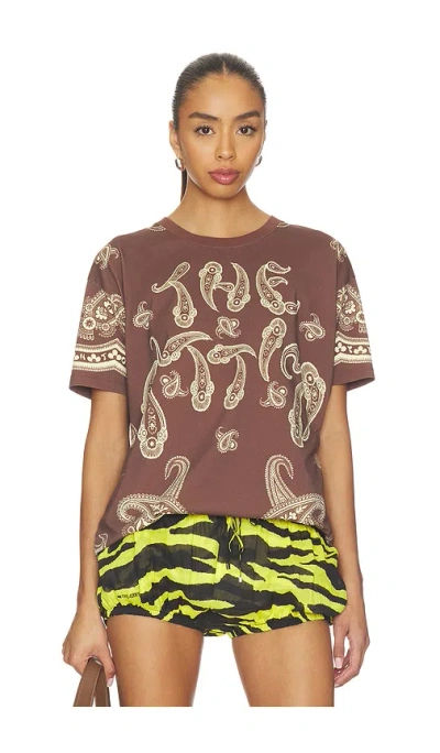 Attico Bandana Oversized Cotton Jersey T-shirt In Brown