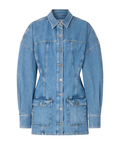 Attico Women Blue Shirt Collar Denim Mini Dress, Xs Luxury Dresses For Women Darveys