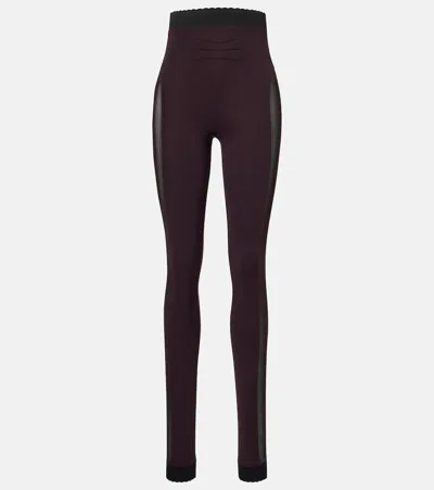 Attico Paneled Leggings In Brown