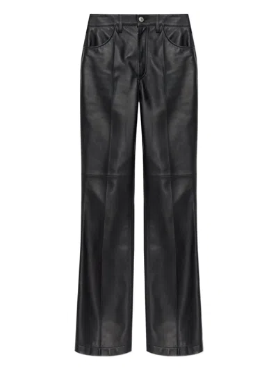 Attico Panelled Leather Trousers In Black