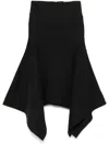 Attico Grey Midi Skirt With Logo Lettering And Handkerchief Hem In Cotton Woman In Black