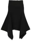 Attico Grey Midi Skirt With Logo Lettering And Handkerchief Hem In Cotton Woman In Black