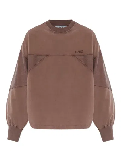 Attico Panelled Sweatshirt In Brown