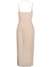 Attico Double-strap Gabardine Midi Dress In Neutrals