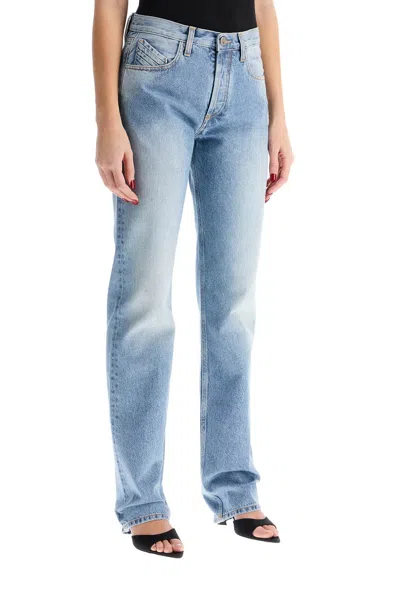 Attico Pantaloni Boyfriend Spalmati In Sky Blue