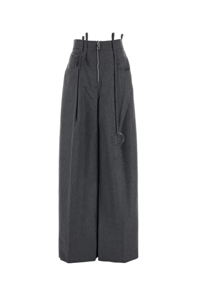 ATTICO THE ATTICO DARK GREY WOOL BLEND PALAZZO PANT