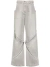 Attico Gray High-rise Wide-leg Denim Pants