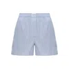 Attico Striped-pattern Elasticated Mini Shorts In Blue