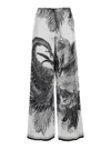 Attico Multicolor Pants With Elastic Drawstring Pants And All-over Print In Silk Woman In Gray