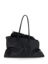 Attico Black Leather Medium La Passeggiata Shoulder Bag In Black