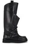 Attico 'passeggiata' Black Boots With Heel-tab And Rubber Sole In Leather Woman In Black