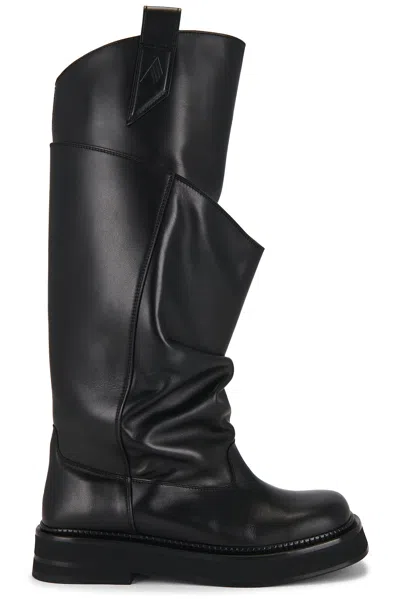 Attico Passeggiata Black Boots With Heel-tab And Rubber Sole In Leather Woman