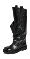 Attico 'passeggiata' Black Boots With Heel-tab And Rubber Sole In Leather Woman In Black