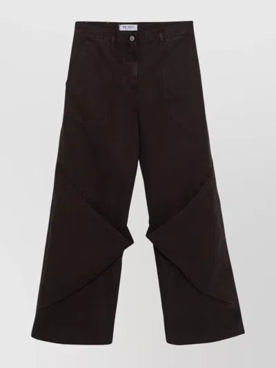 Attico Patch Pocket Wide-leg Jeans In Brown