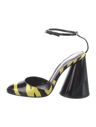 Pre-owned Attico Patent Leather Colorblock Pattern D'orsay Pumps W/ Tags In Black