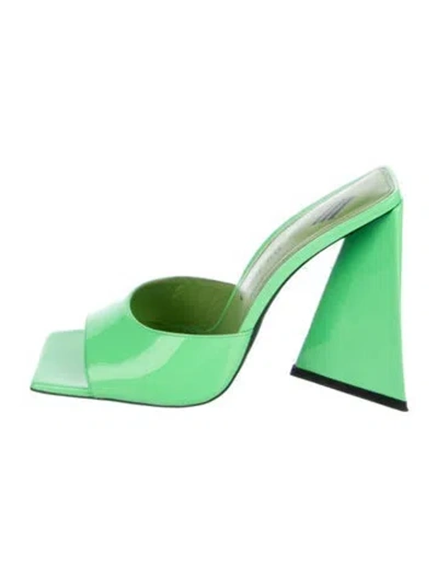 Pre-owned Attico Patent Leather Mules In Green