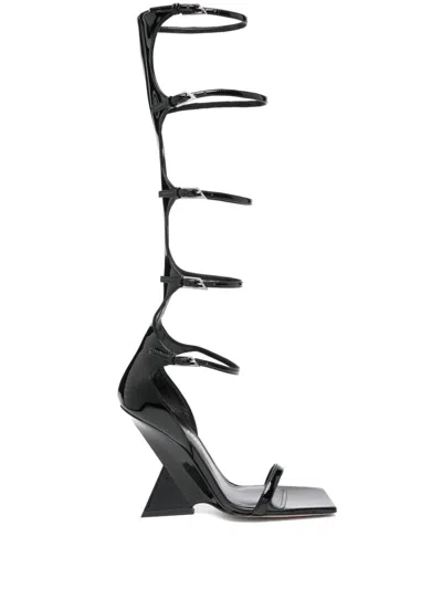 Attico Patent Leather Sandals In Black  