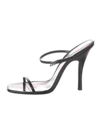 Pre-owned Attico Patent Leather Slides In Black