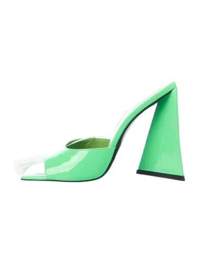 Pre-owned Attico Patent Leather Slides In Green