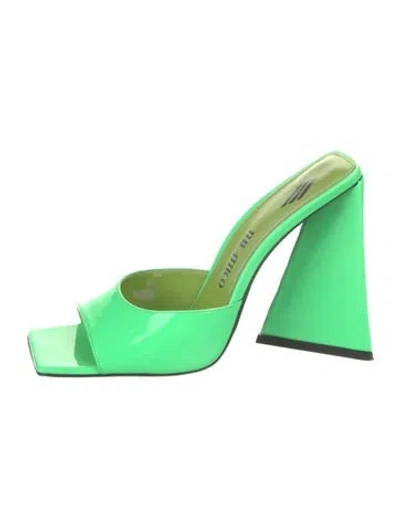 Pre-owned Attico Patent Leather Slides In Green