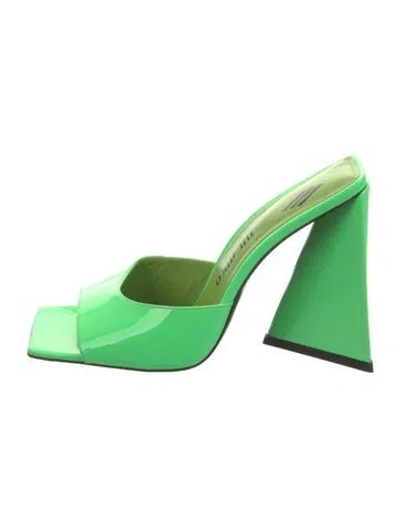Pre-owned Attico Patent Leather Slides In Green