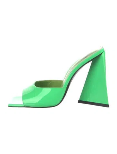 Pre-owned Attico Patent Leather Slides In Green