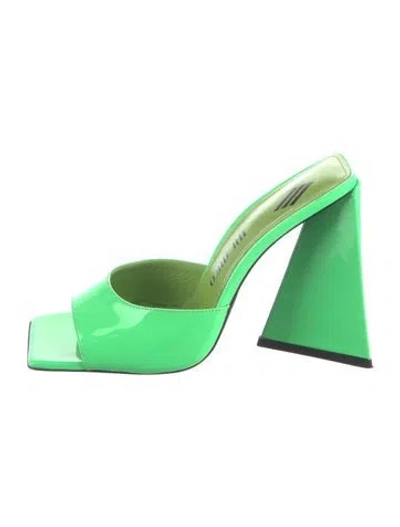 Pre-owned Attico Patent Leather Slides In Green
