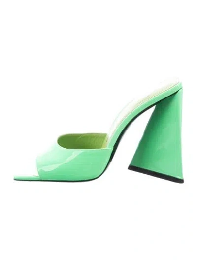 Pre-owned Attico Patent Leather Slides In Green