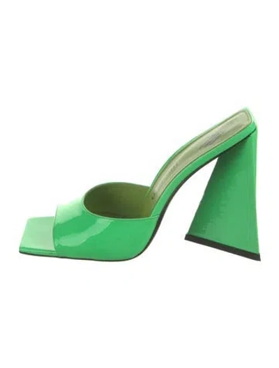 Pre-owned Attico Patent Leather Slides In Green
