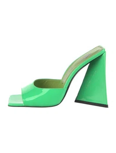 Pre-owned Attico Patent Leather Slides In Green