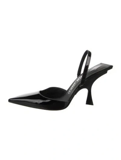 Pre-owned Attico Patent Leather Slingback Pumps In Black