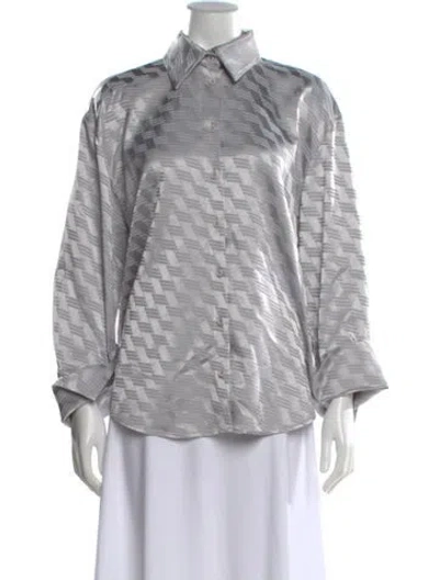 Pre-owned Attico Patterned Long Sleeve Top In Gray