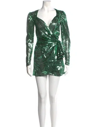Pre-owned Attico Patterned Mini Dress In Green