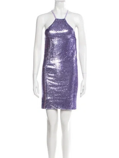 Pre-owned Attico Patterned Mini Dress In Purple