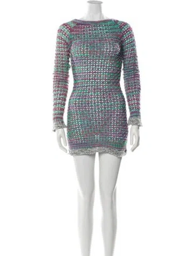 Pre-owned Attico Patterned Mini Dress In Purple