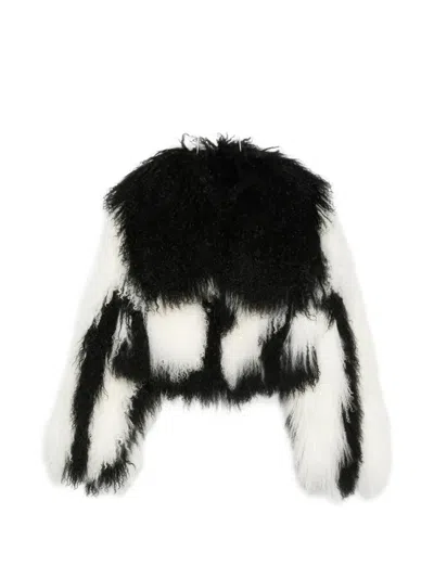 Attico Patterned Shearling Jacket In Multi