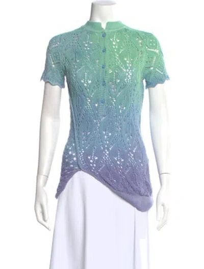 Pre-owned Attico Patterned Short Sleeve Top In Green