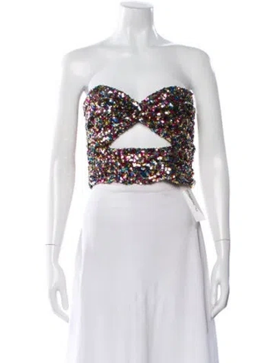 Pre-owned Attico Patterned Strapless Crop Top